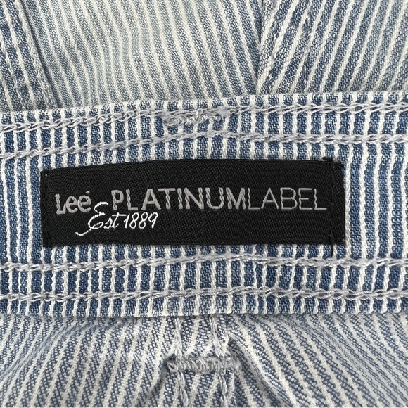 Size 12 Lee Platinum Label Shorts Blue White Striped Shorts Belted - Picture 6 of 7